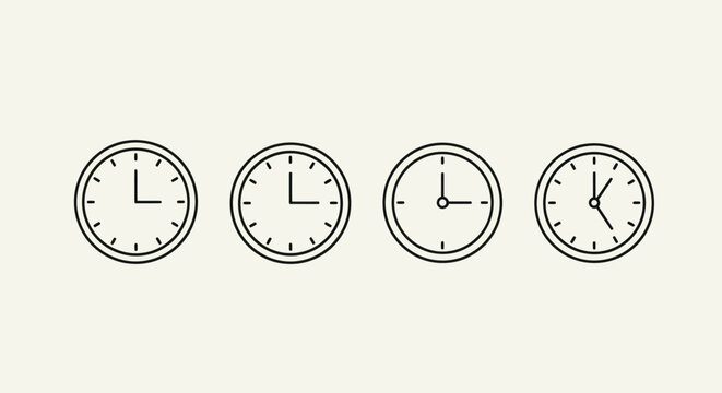 Clock faces showing different times