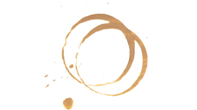 coffee stain and tea stain,  isolated on transparent background, 