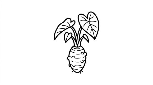 Taro root plant with large leaves illustration.
