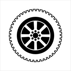 Obraz premium Rubber car tire icon, transport engineering equipment vector EPS 10