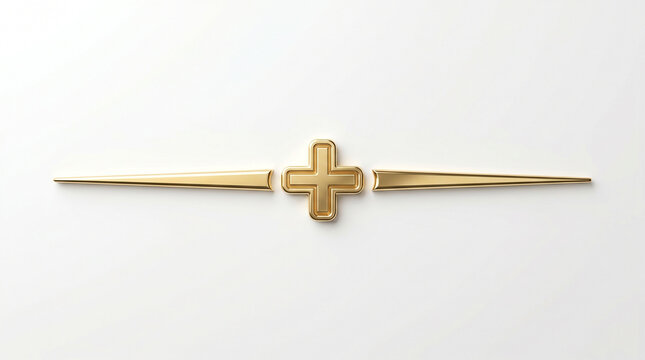 Gold cross pin, jewelry accessory, fashion embellishment, luxury brooch