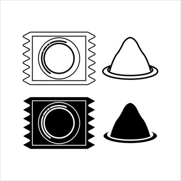 Safe sex line art and solid icon set, male contraception product graphic EPS 10