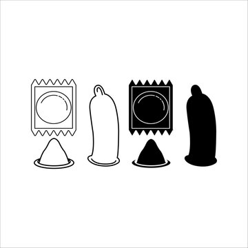 Condom product line and glyph icon set, safe sex and contraception concept EPS 10