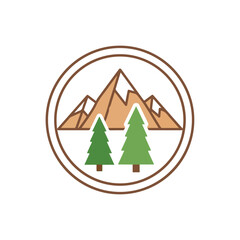 Fototapeta premium Mountain Landscape Emblem. Nature Emblem. Flat Design Emblem. Vector Emblem. Outdoor Adventure.