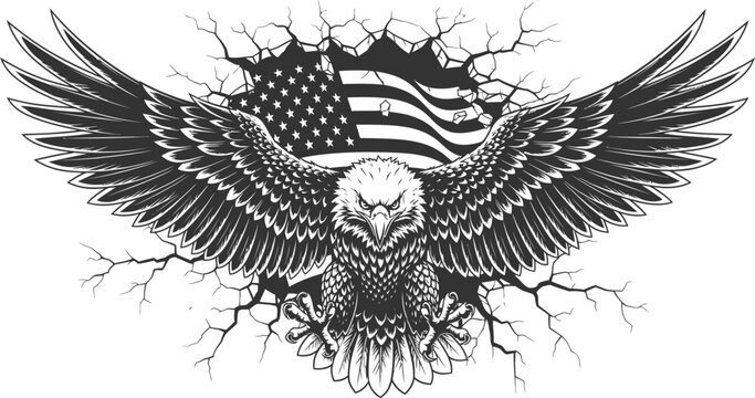 Patriotic eagle illustration for 4th of july independence day celebrations
