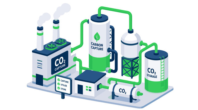 Carbon Capture Technology Equipment With CO2 Processing Units.