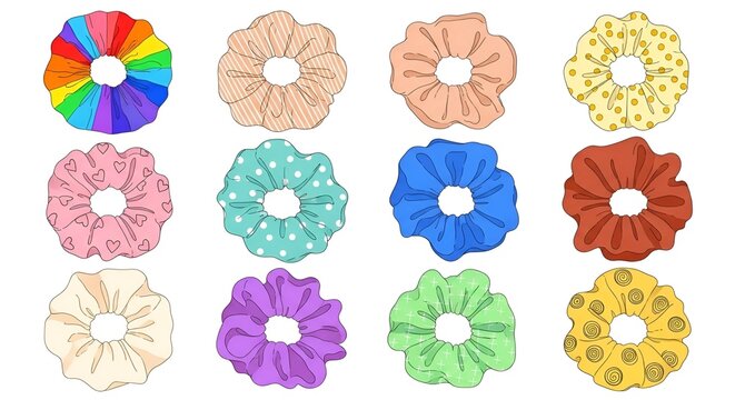 Collection of Colorful Scrunchies, Hair Accessories, Fashion