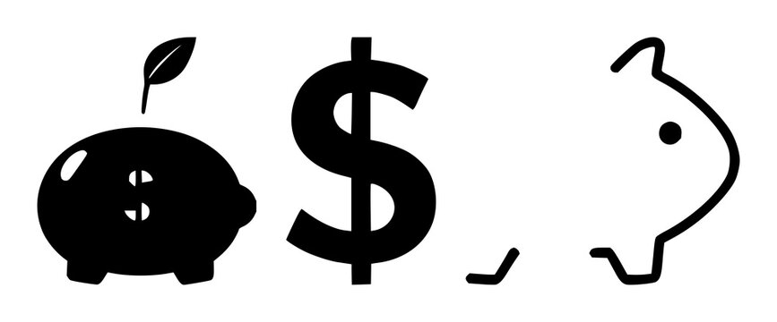 Tax-free savings icon set with solid black symbol against white background featuring finance, savings, money with tax exemption and cost saving