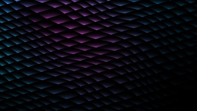 Diamond grid abstract motion background with blue purple dark glow