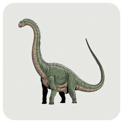 Realistic diplodocus dinosaur profile side view, vintage jurassic sauropod wildlife reptile vector illustration © APU