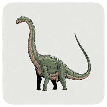 Realistic diplodocus dinosaur profile side view, vintage jurassic sauropod wildlife reptile vector illustration