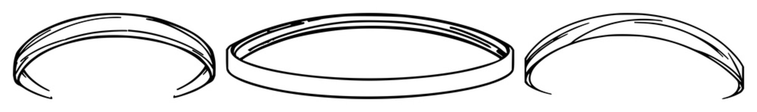 Headband set with black line art illustration on pristine white background featuring headband, hair accessory, fashion accessory with elegance and style