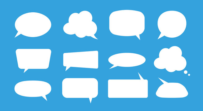 Chat boxes vector set. Speech dialogue bubbles blank white templates.