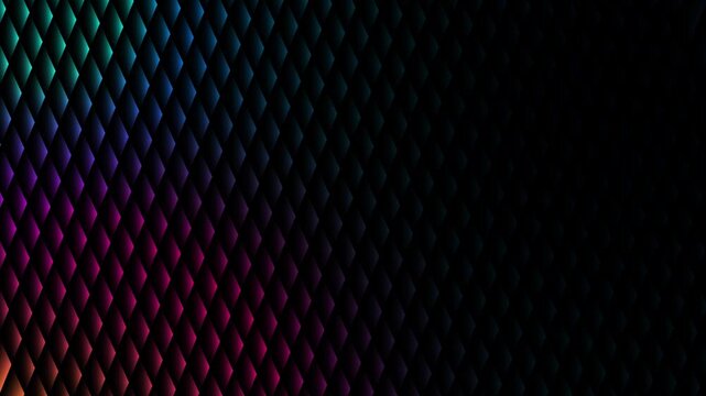 Glowing hexagonal grid abstract motion background with teal pink gradient