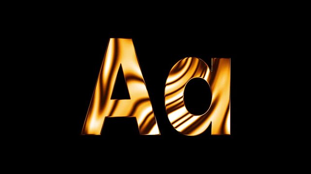 Capital A with small a text design with golden glass shine curve lines animation