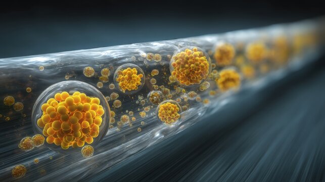 Intricate Visualization of Colorful Microorganisms Under a Microscope in a Dynamic Fluid Environment