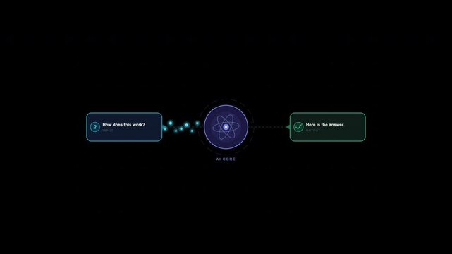 For artificial intelligence connecting to two text boxes, ideal for technology presentations, graphic design projects, or digital marketing materials.