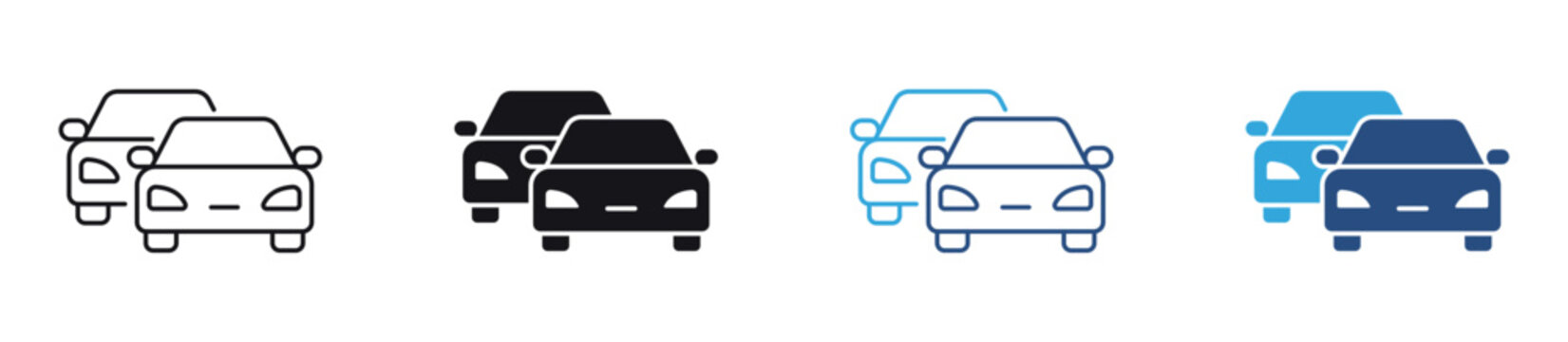 Car Fleet Icon Set. Vehicle Transportation and Automotive Service Symbols. Vector Illustration.