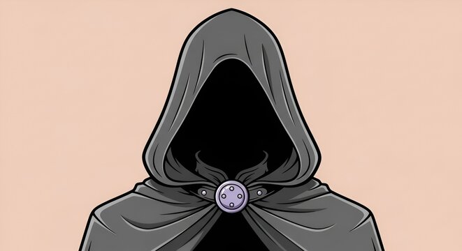 Mysterious Figure in Hooded Cloak, Shadowy Face, Secretive Silhouette