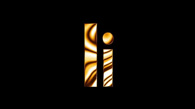 Capital letter I with small i text design with golden glass shine curve lines animation