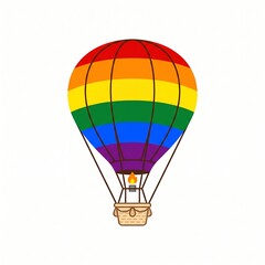 Fototapeta premium Colorful hot air balloon floating in clear sky with basket