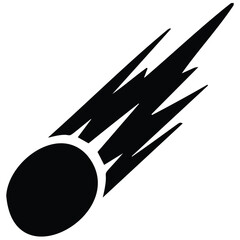 Abstract meteor silhouette illustration with fiery tail for space vector and bold line art. © MdBacchu
