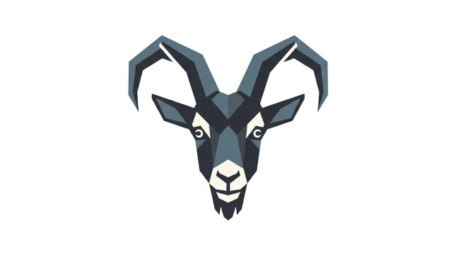 Geometric Ibex Head Illustration Low Poly Style.