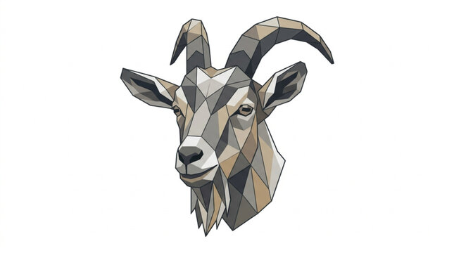 Geometric Polygonal Art of a Goat Head.