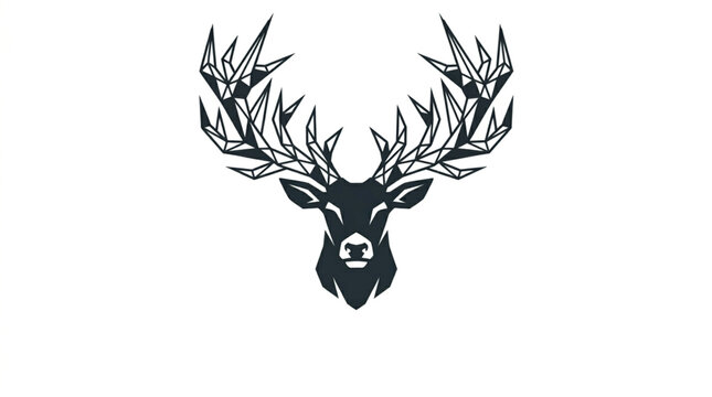 Geometric Stag Head Silhouette with Intricate Antlers.