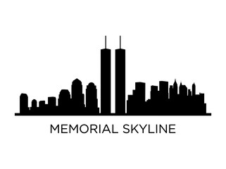 Obraz premium New York City skyline silhouette with Twin Towers memorial.