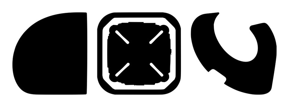 Edge server blade icon set with solid black graphic on crisp white background featuring server blade, edge computing, data center with silhouette and monochrome