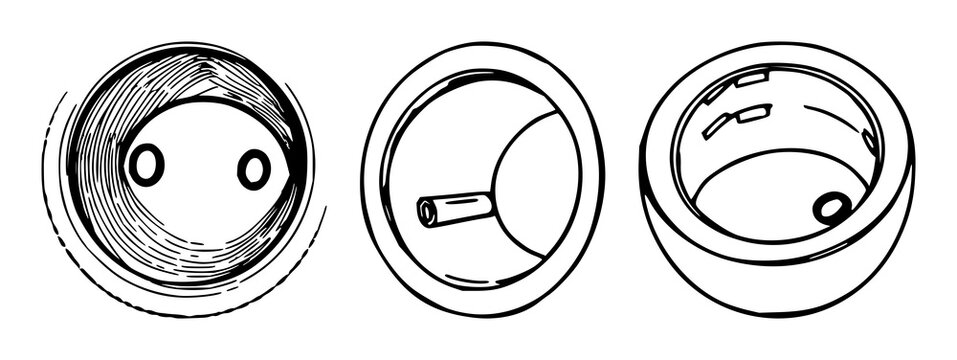 Electrical socket set with black line art on white background featuring electrical, plug, device with minimalist and illustration