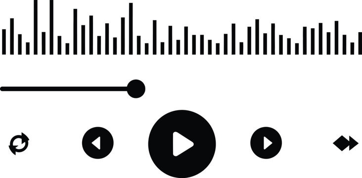 Media music player interface multimedia frame template live stream window vector illustration
