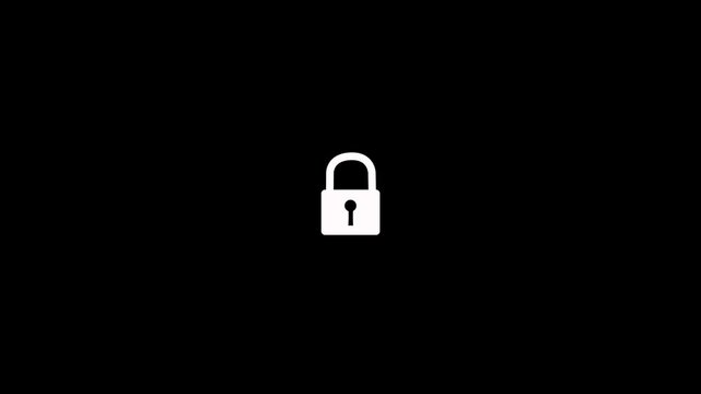 Security lock or padlock icon with animated looping circle on black background. Cyber security data protection, system privacy concept. Lock icon protection safety security privacy password concept
