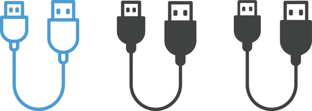 Micro USB cable icon flat vector charging and sync connector illustration