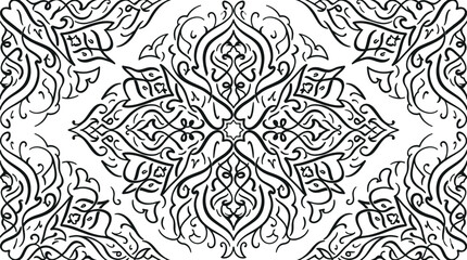 Abstract seamless black and white vector pattern with vintage floral ornament, mandala element, and ornate lace texture for decorative wallpaper design © Tipu Sultan official