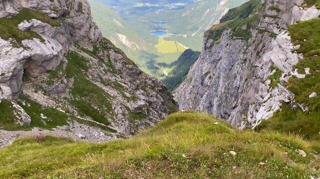 Mountain pass Mangart saddle in the Julian Alps, Strmec na Predelu, Tolmin, Slovenia