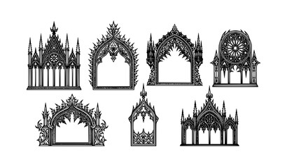 Fototapeta premium Premium Gothic Ornamental Frame Collection with Cathedral Inspired Arch Borders