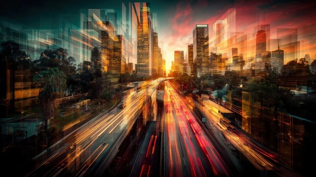 Fast-moving future economy concept, AI acceleration and workforce shift