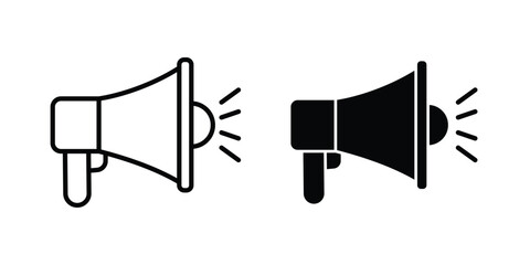 Bullhorn icon concept. solid and line symbols © David