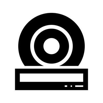 Optical disc drive icon. Technology and computer hardware filled symbol. Black and white.
