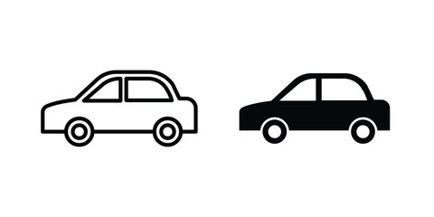 Fototapeta premium Car icon concept. solid and line symbols