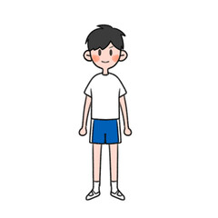 Cute Cartoon Boy Standing in Casual Outfit on Black