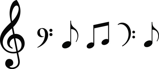 Fototapeta premium Musical Notation Symbol Collection with Clefs and Music Notes