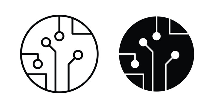 Circuit board icon concept. solid and line symbols