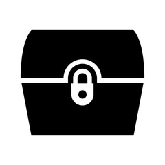 Treasure chest icon. Business and wealth filled symbol. Black and white. © M.Style