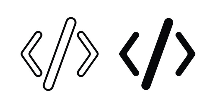 Code icon concept. solid and line symbols