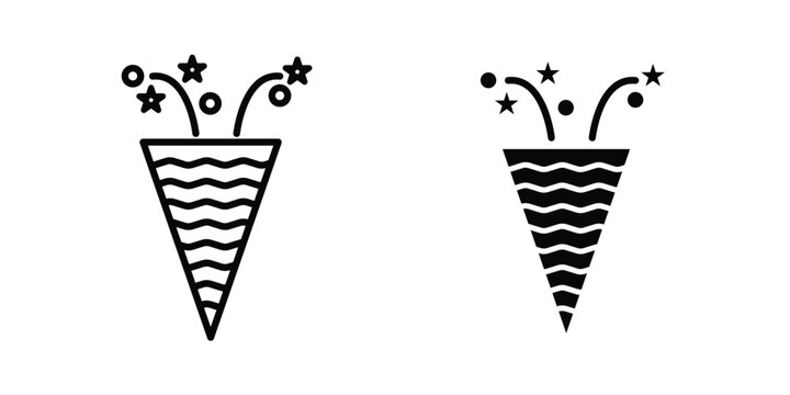 Confetti icon concept. solid and line symbols