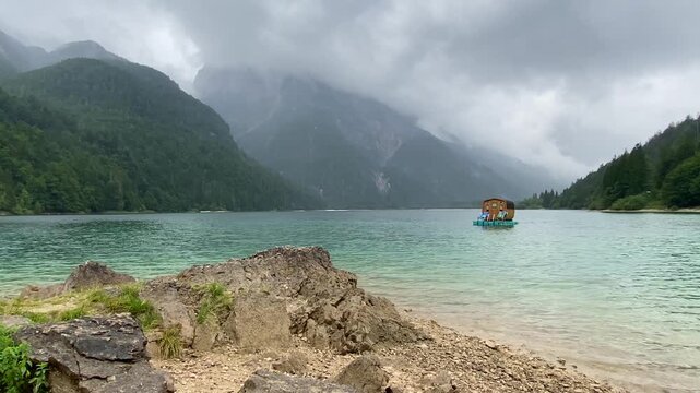 On the beautiful Lago del Predil, Northern Italy