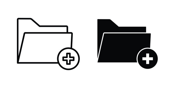 Create folder icon concept. solid and line symbols